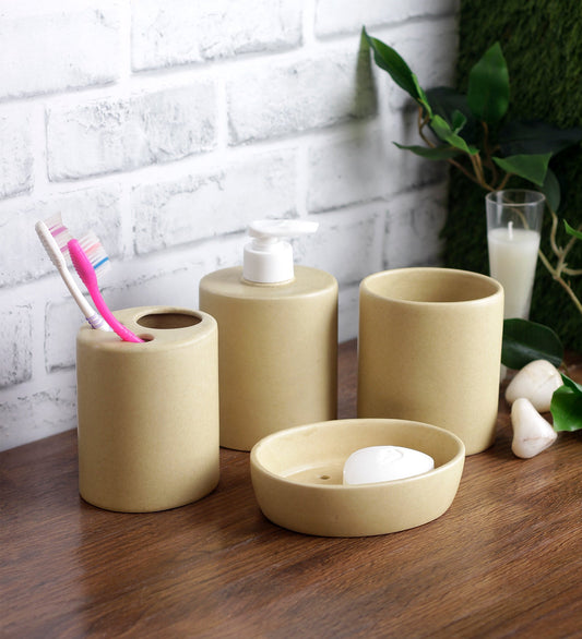 Ceramic Beige Bathroom Set Of Four